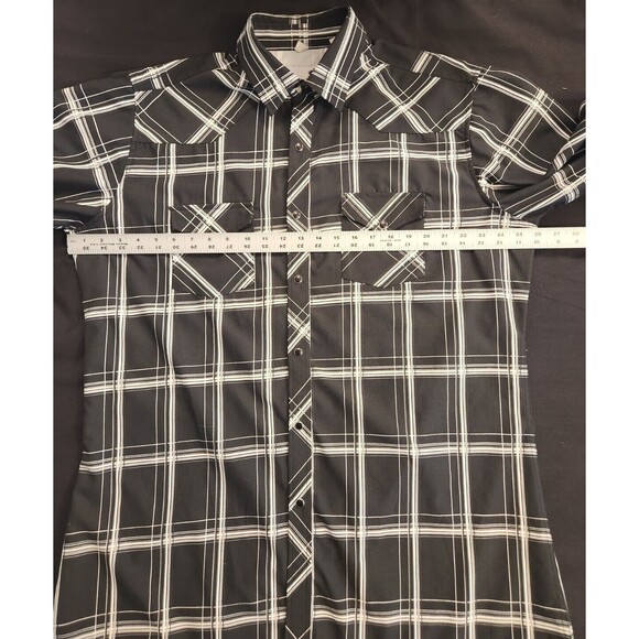 Vtg Flying Hoss‎ Ranch Wear Pearl Snap Shirt Western Guitar Skater Plaid XL XXL - Picture 11 of 16